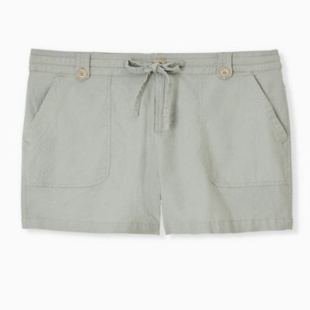 Torrid Green Linen Pull On Shorts Sage Drawstring‎ Plus Size 12  NEW
